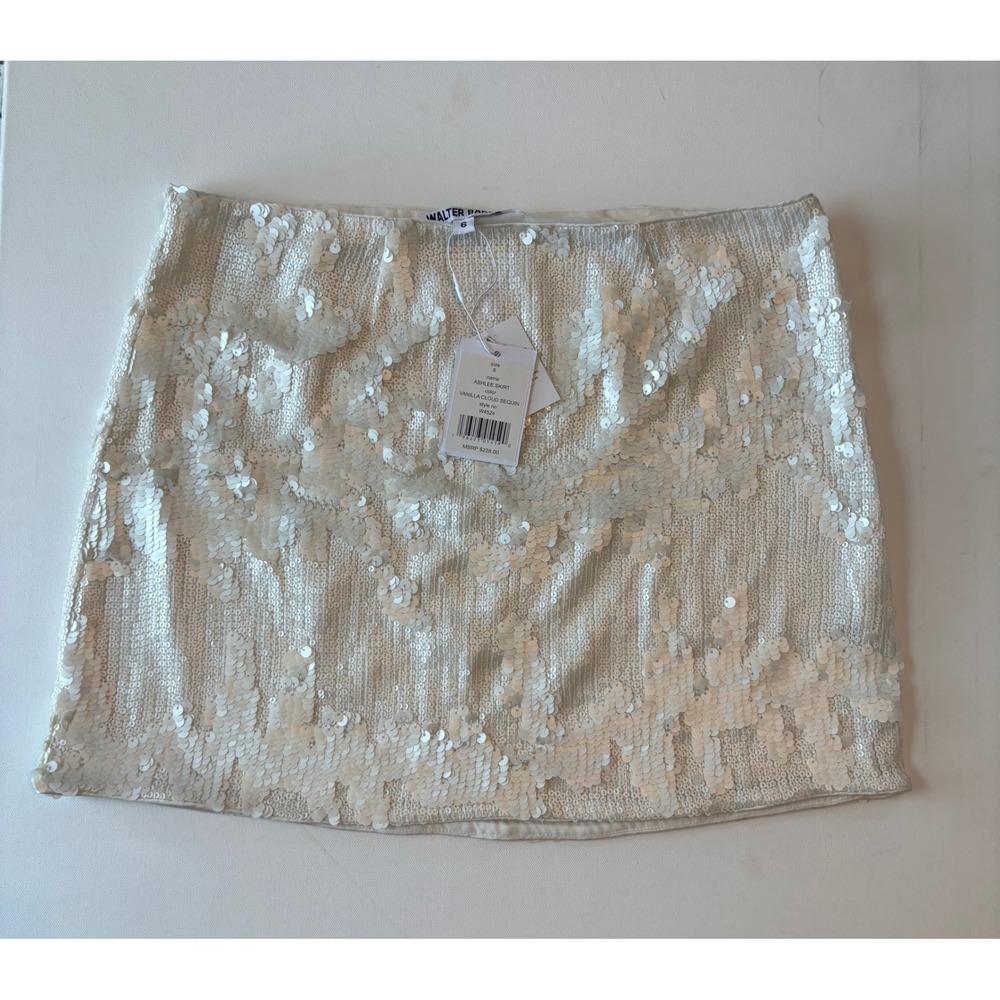 NWT Walter Baker Ashlee Skirt in Vanilla Cloud Sequin Size 6 MSRP $228